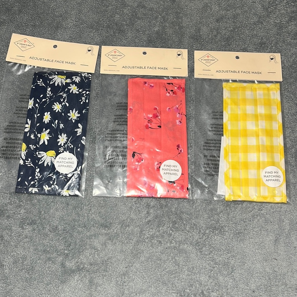 ST JOHN’S BAY 3 womens adjustable face mask (original price $9 each)
